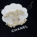 Chanel Floral Enamel And Crystal Brooch With Pearl Accents