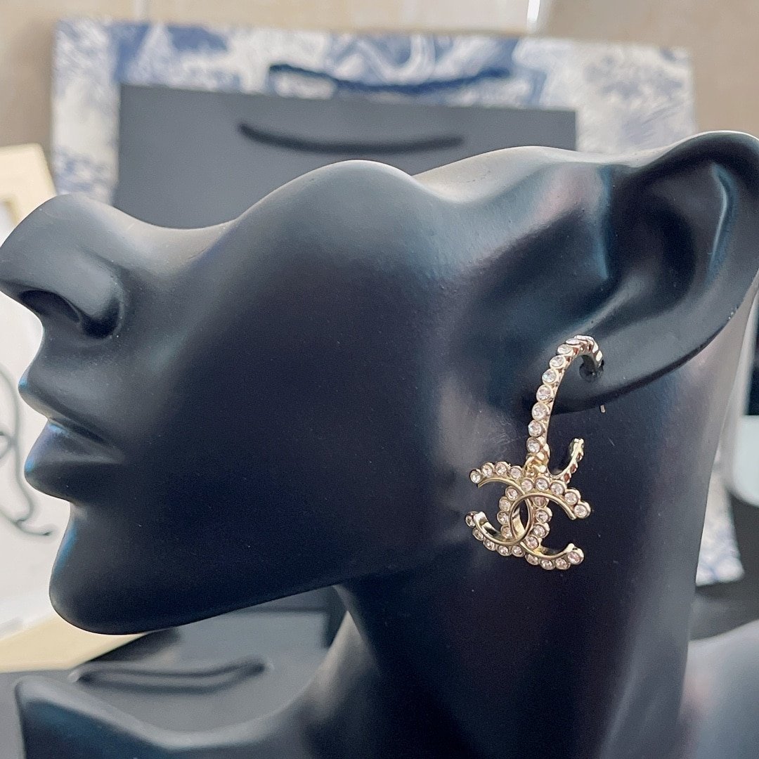 Chanel CC and Perfume Bottle Hoop Earrings