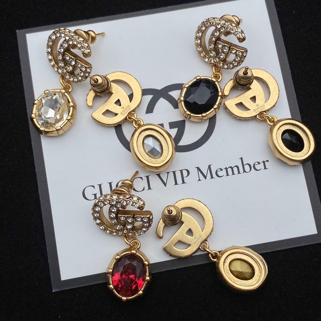 Gucci GG Crystal Drop Earrings