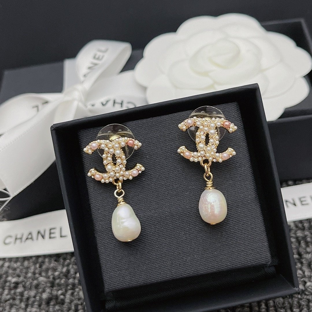 Chanel-Inspired Pearl & Crystal Earrings