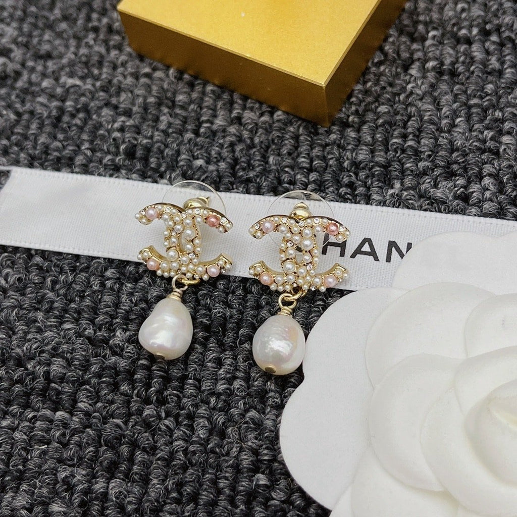 Chanel-Inspired Pearl & Crystal Earrings
