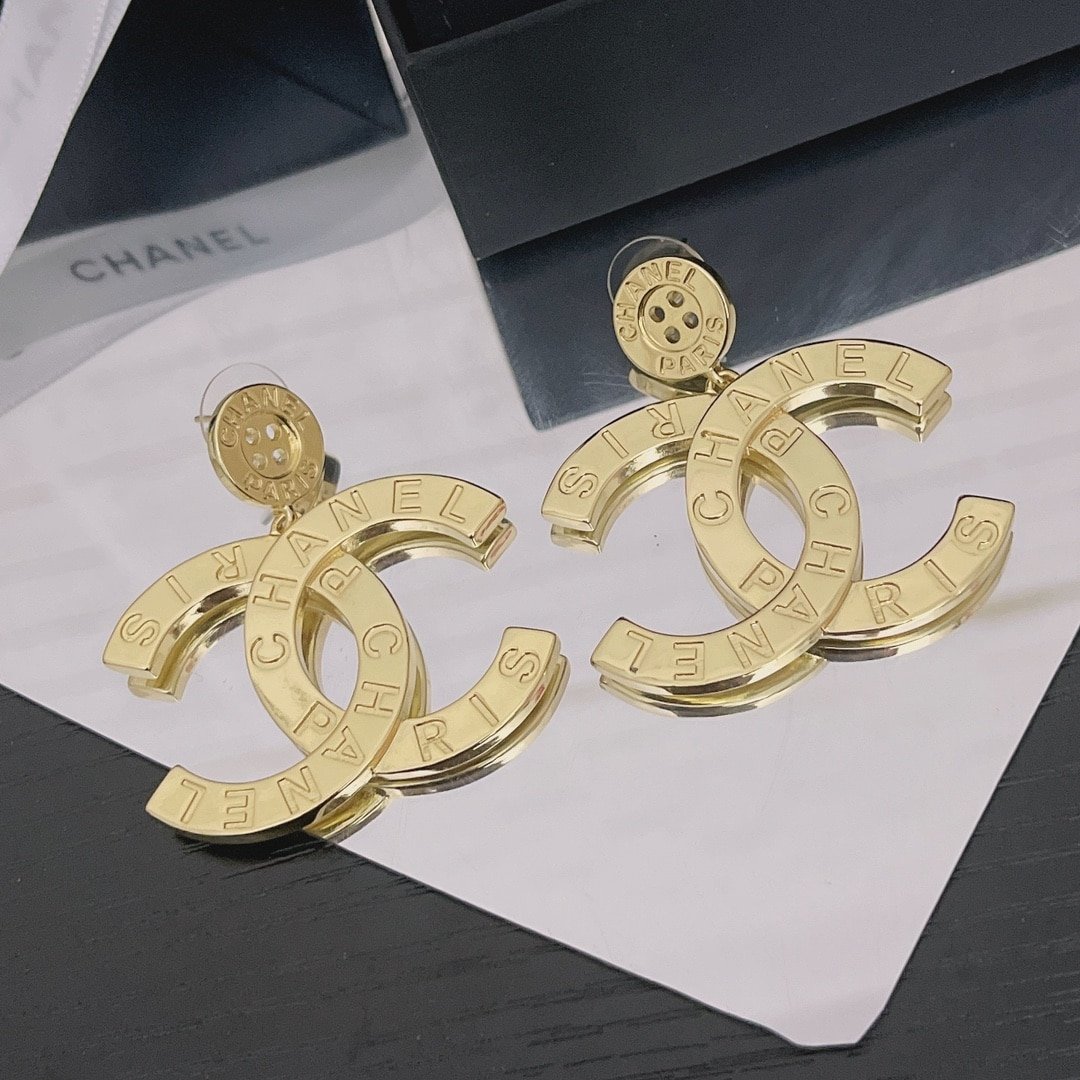 Chanel-Inspired Paris Lettering Button Earrings