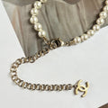Chanel-Inspired Pearl & Quilted Flap Bag Pendant Necklace (Gold)