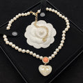 CC Heart Pearl Necklace