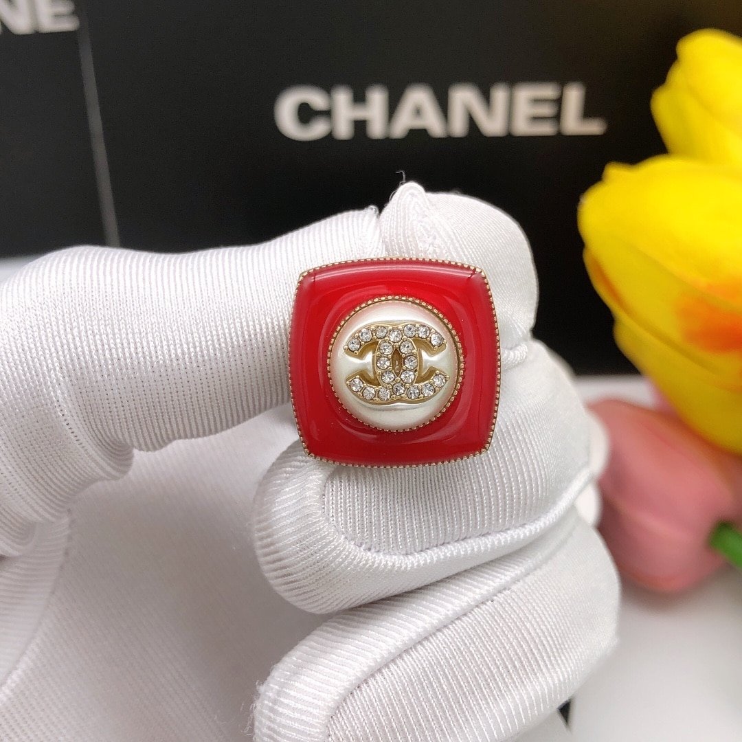 Chanel CC Earrings Red