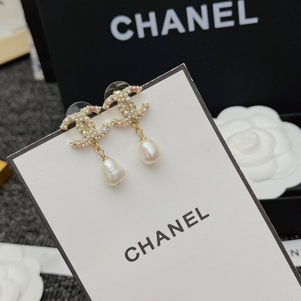 Chanel-Inspired Pearl & Crystal Earrings