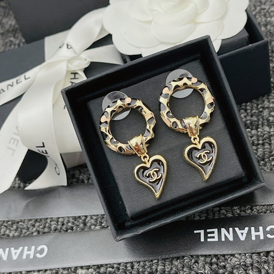 Chanel Classic Love Double C Leopard Round Earrings