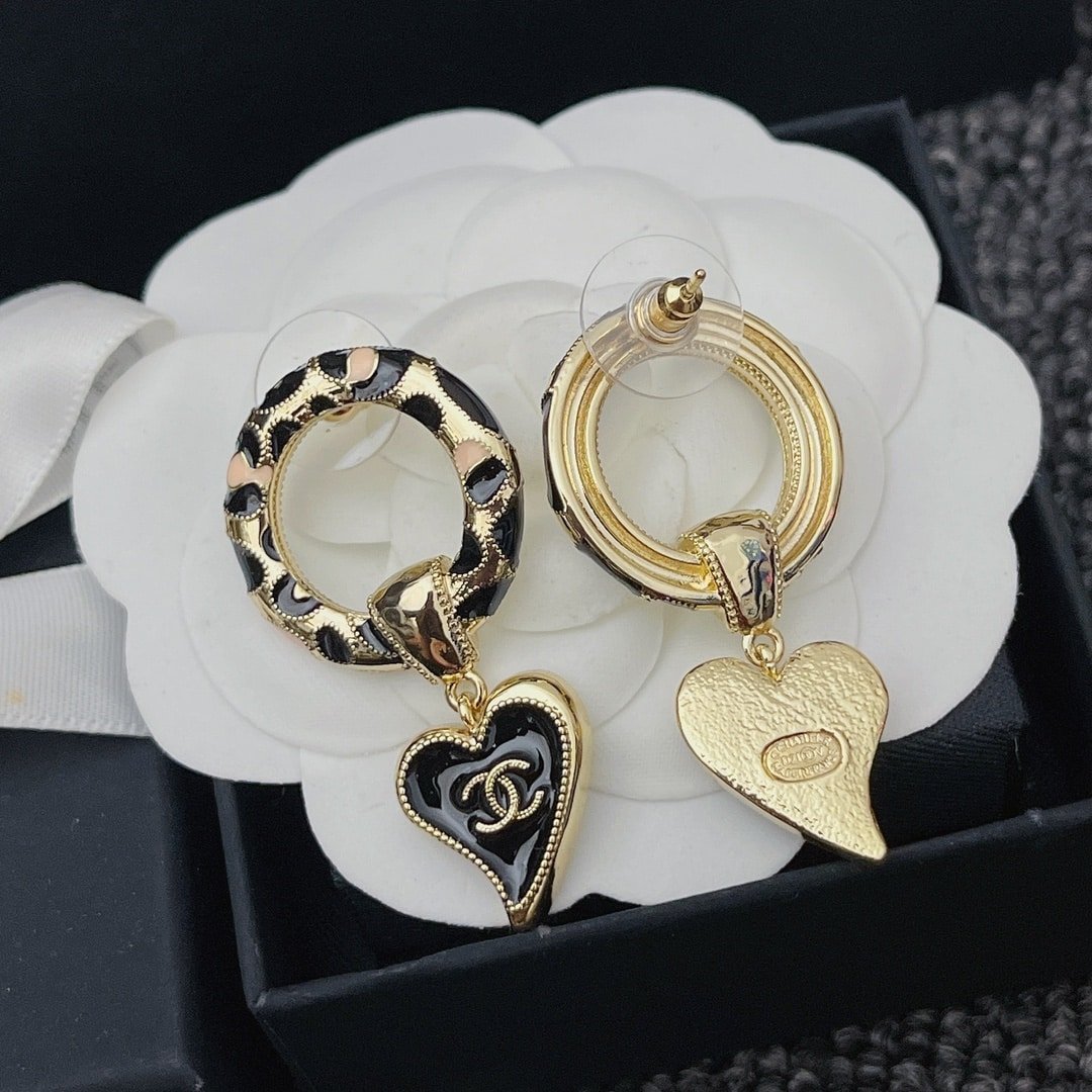 Chanel Classic Love Double C Leopard Round Earrings