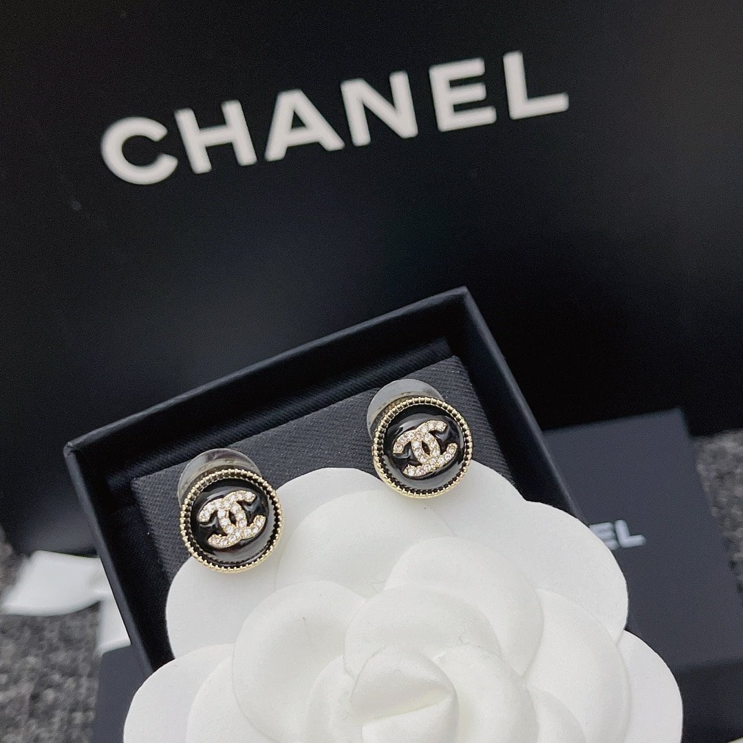 Chanel CC Earrings Black