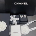 Chanel Crystal Cc Bow Drop Earrings Silver
