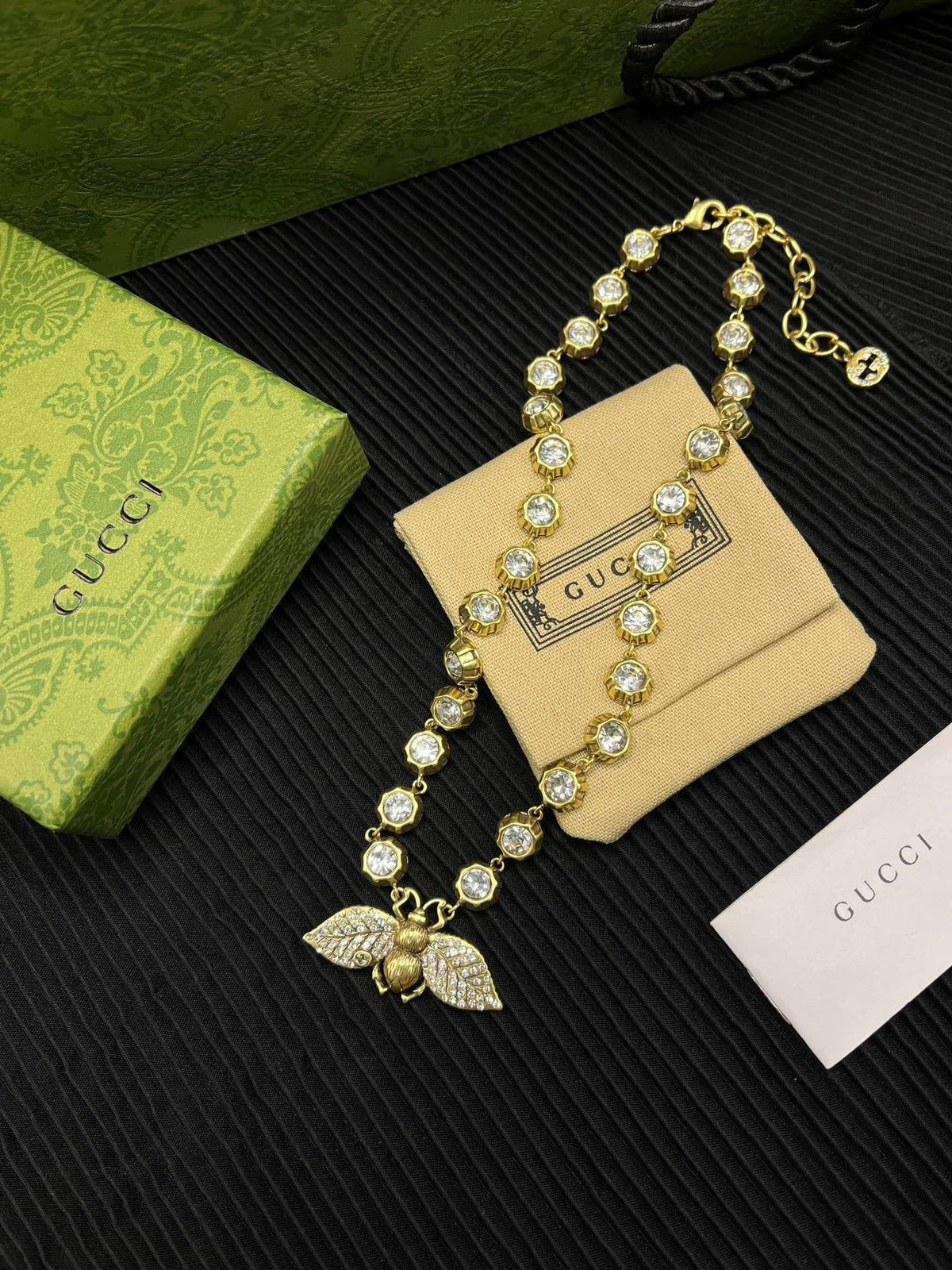 Gucci Bee Necklace With Crystals In Gold 629989 J1D50 8062