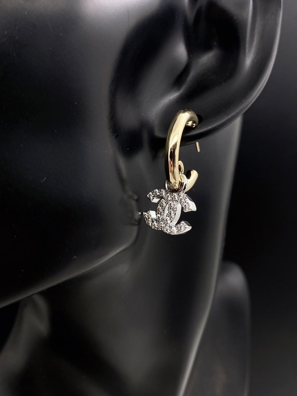 Chanel-Inspired Pearl Monogram Logo Earrings