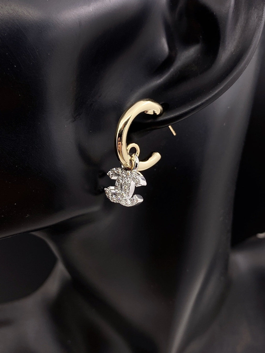 Chanel-Inspired Pearl Monogram Logo Earrings