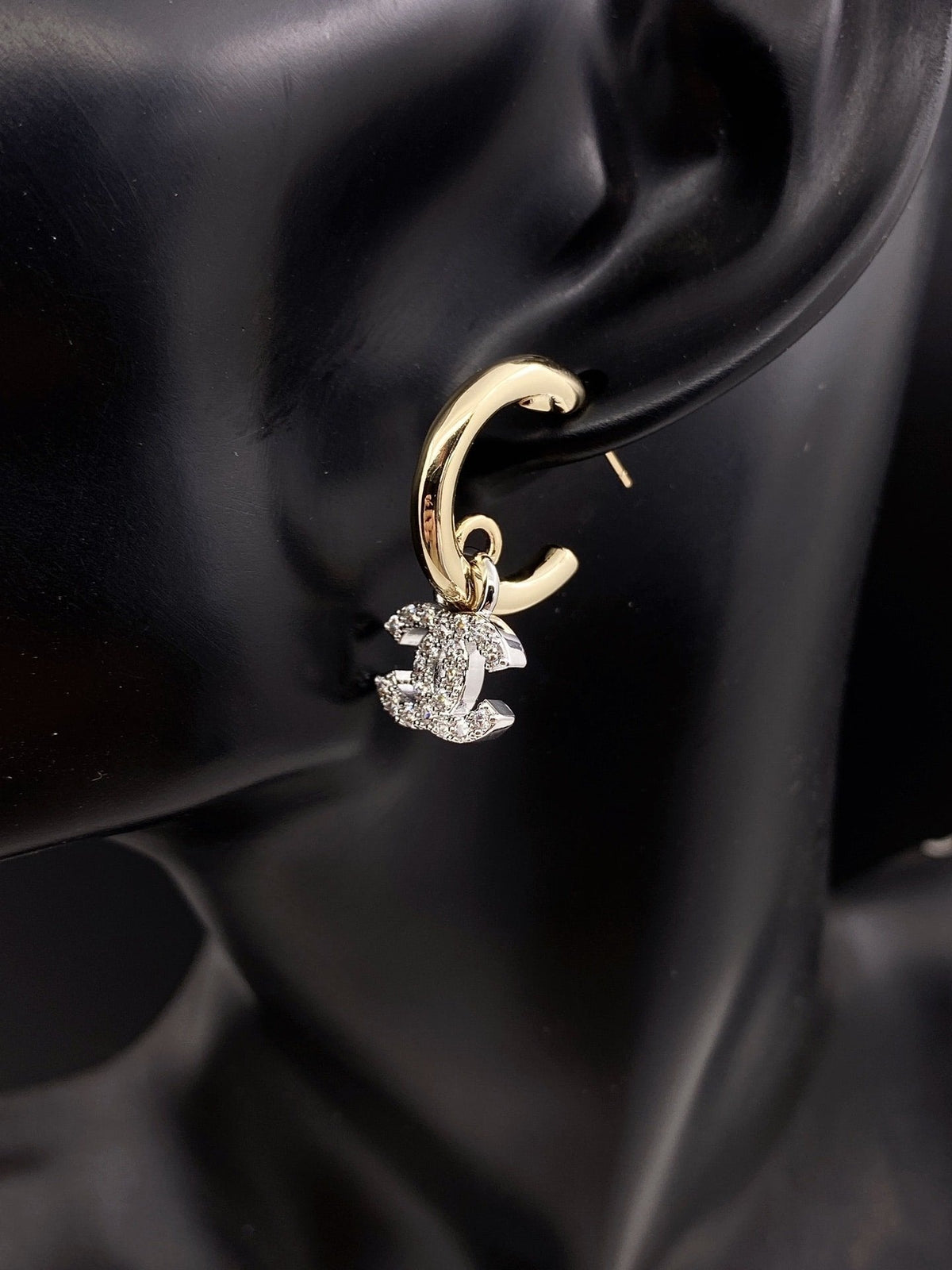 Chanel-Inspired Pearl Monogram Logo Earrings