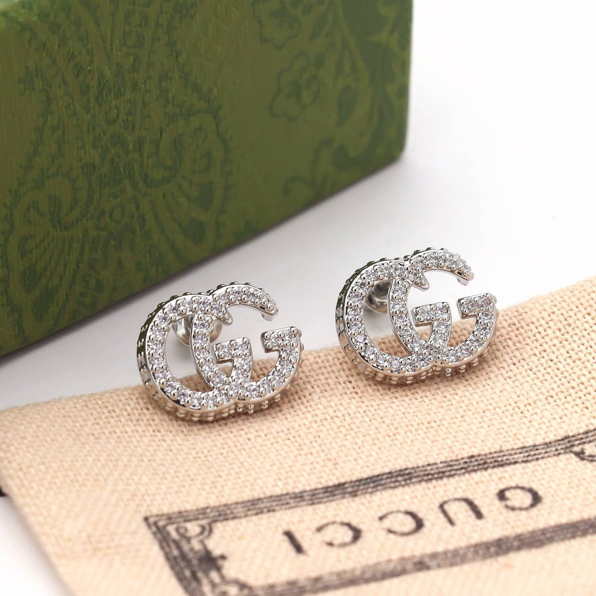 Gucci GG Marmont Crystal Stud Earrings