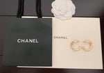 Chanel-Inspired Pearl & Crystal Monogram Gold Hoop Earrings
