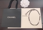 Chanel Ruthenium Crystal Chain CC Lucky Charms Choker Necklace