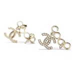 Chanel-Inspired Pearl Monogram Coco Climber Drop Earrings (Gold)