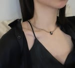 Chanel-Inspired Monogram Coin Pendant Gold Chain Necklace with Black Resin