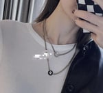 Chanel-Inspired Monogram Coin Pendant Gold Chain Necklace with Black Resin