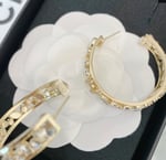 Chanel-Inspired Full Crystal Pavé Gold Large Hoop Earrings