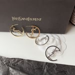 Saint Laurent YSL Hoop Earrings With Crystal Gold
