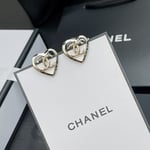 Chanel-Inspired Coco In Love Monogram Open Heart Stud Earrings (Gold)