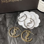 Saint Laurent YSL Hoop Earrings With Crystal Gold