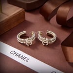 Chanel-Inspired Triple-Layer Strass Crystal Monogram Hoop Earrings