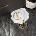 Saint Laurent YSL Hoop Earrings With Crystal Gold
