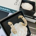 Chanel-Inspired Full Crystal Pavé Gold Large Hoop Earrings