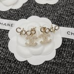 Chanel-Inspired Pearl Monogram Coco Climber Drop Earrings (Gold)