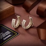 Chanel-Inspired Triple-Layer Strass Crystal Monogram Hoop Earrings