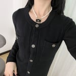 Chanel-Inspired Pearl & Quilted Flap Bag Pendant Necklace (Gold)