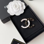 Chanel CC Brooch Black and White