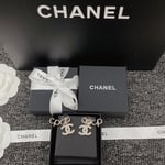 Chanel-Inspired Pearl Monogram Coco Climber Drop Earrings (Gold)