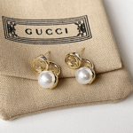 Gucci Blondie Resin Pearl Earrings In Gold 797497 JCF27 8062