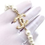 Chanel-Inspired Coco Faux Pearl Strand Necklace with Monogram Pendant