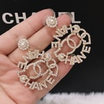 Chanel-Inspired Pearl Caged Monogram Drop Earrings (Gold)