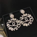Chanel-Inspired Pearl Caged Monogram Drop Earrings (Gold)