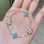 Louis Vuitton Color Blossom BB Bracelet Gold Tone With Blue Q05979