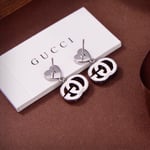 Gucci GG Heart Earrings in Silver with Crystals
