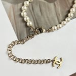 Chanel-Inspired Pearl & Quilted Flap Bag Pendant Necklace (Gold)