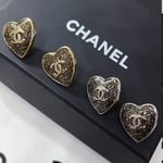 Chanel-Inspired Stud Earrings – Silver & Black