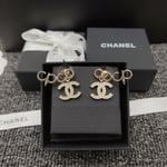 Chanel-Inspired Pearl Monogram Coco Climber Drop Earrings (Gold)