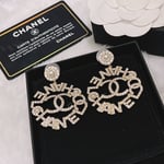 Chanel-Inspired Pearl Caged Monogram Drop Earrings (Gold)