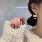 Chanel-Inspired Pearl Arc & Quilted Mini Flap Bag Drop Earrings (Gold)
