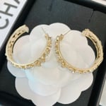 Chanel-Inspired Full Crystal Pavé Gold Large Hoop Earrings