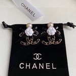 Chanel CC Black Earrings