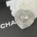 CC Heart Brooch Silver with Pearl Heart